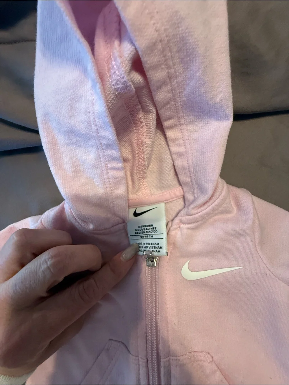 Nike Light Pink Hooded Baby One-Piece Footie